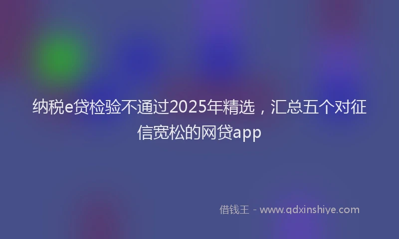 纳税e贷检验不通过2025年精选，汇总五个对征信宽松的网贷app
