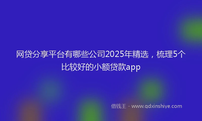 网贷分享平台有哪些公司2025年精选，梳理5个比较好的小额贷款app