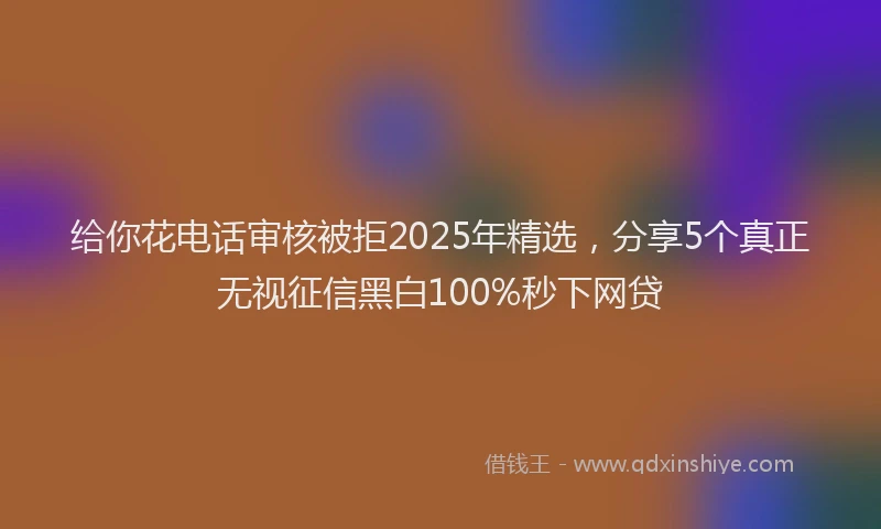 给你花电话审核被拒2025年精选，分享5个真正无视征信黑白100%秒下网贷