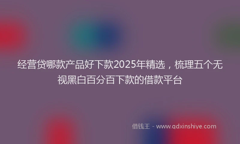 经营贷哪款产品好下款2025年精选，梳理五个无视黑白百分百下款的借款平台