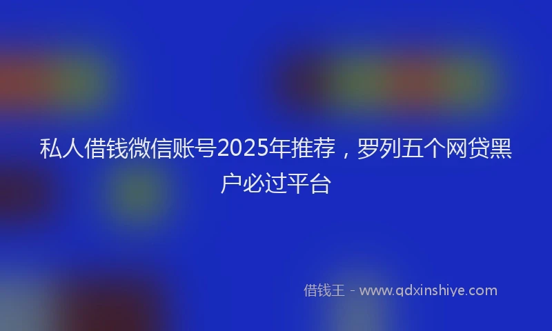 私人借钱微信账号2025年推荐，罗列五个网贷黑户必过平台