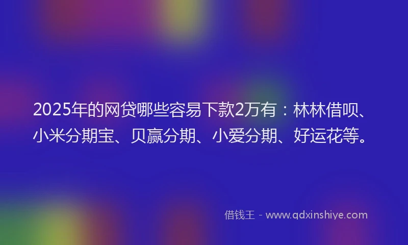 2025年的网贷哪些容易下款2万有：林林借呗、小米分期宝、贝赢分期、小爱分期、好运花等。