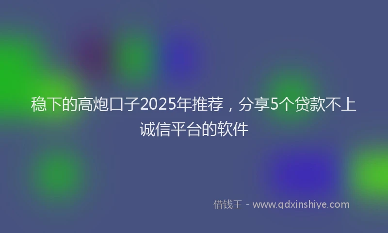 稳下的高炮口子2025年推荐，分享5个贷款不上诚信平台的软件