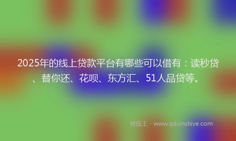 2025年的线上贷款平台有哪些可以借有：读秒贷、替你还、花呗、东方汇、51人品贷等。