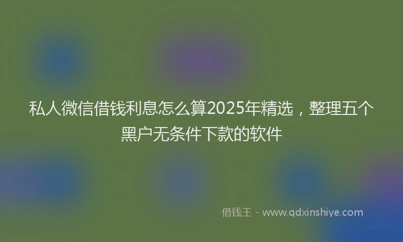 私人微信借钱利息怎么算2025年精选，整理五个黑户无条件下款的软件