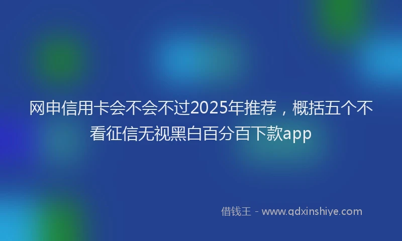 网申信用卡会不会不过2025年推荐，概括五个不看征信无视黑白百分百下款app