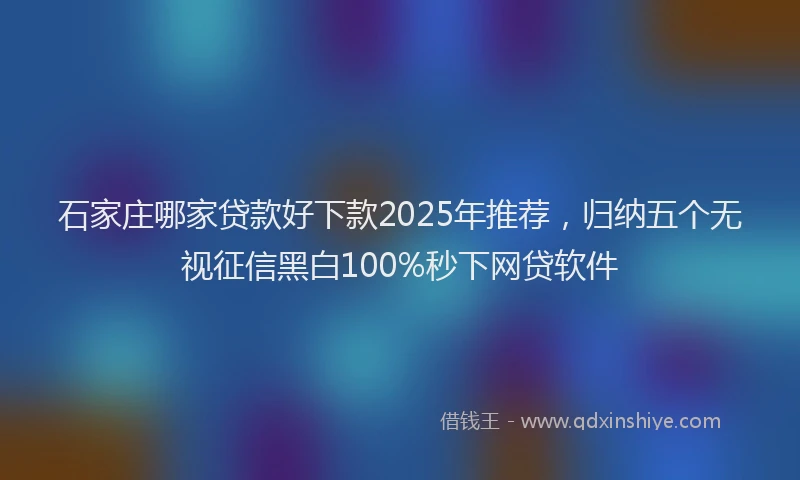 石家庄哪家贷款好下款2025年推荐，归纳五个无视征信黑白100%秒下网贷软件