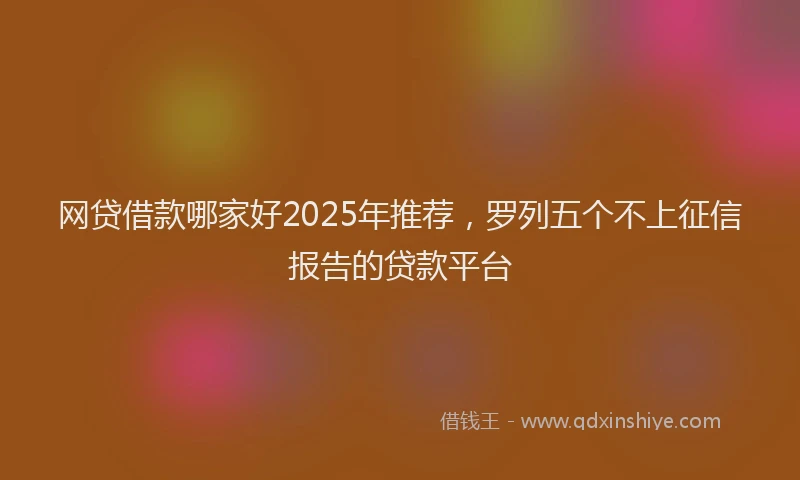 网贷借款哪家好2025年推荐，罗列五个不上征信报告的贷款平台