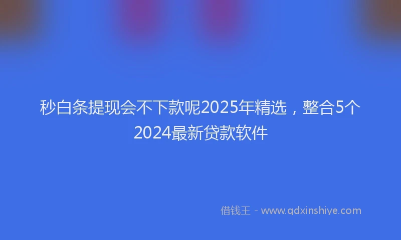 秒白条提现会不下款呢2025年精选，整合5个2024最新贷款软件
