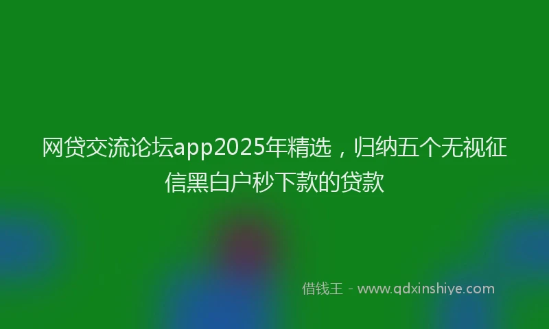 网贷交流论坛app2025年精选，归纳五个无视征信黑白户秒下款的贷款