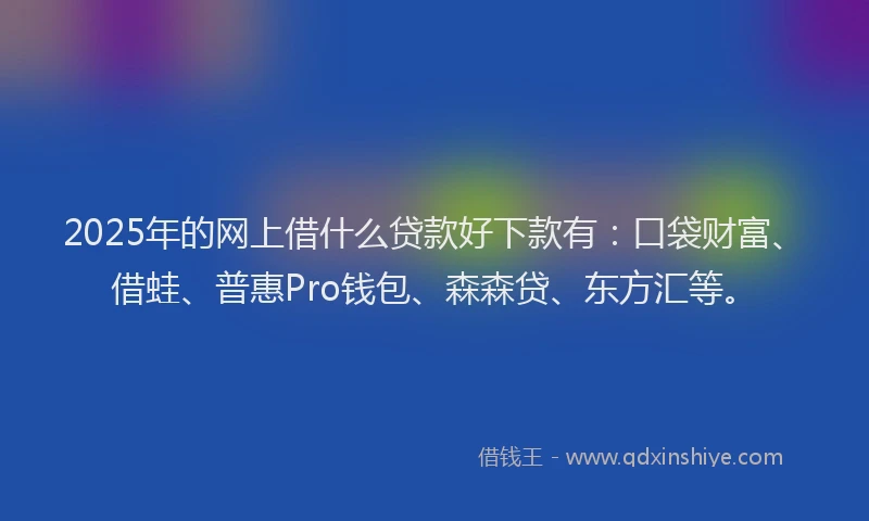 2025年的网上借什么贷款好下款有：口袋财富、借蛙、普惠Pro钱包、森森贷、东方汇等。