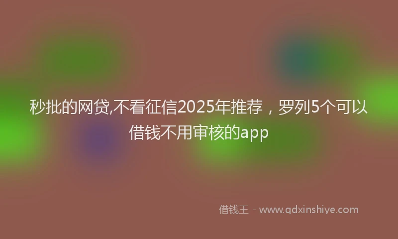 秒批的网贷,不看征信2025年推荐，罗列5个可以借钱不用审核的app