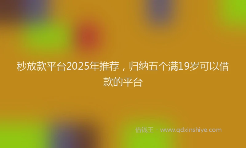 秒放款平台2025年推荐，归纳五个满19岁可以借款的平台