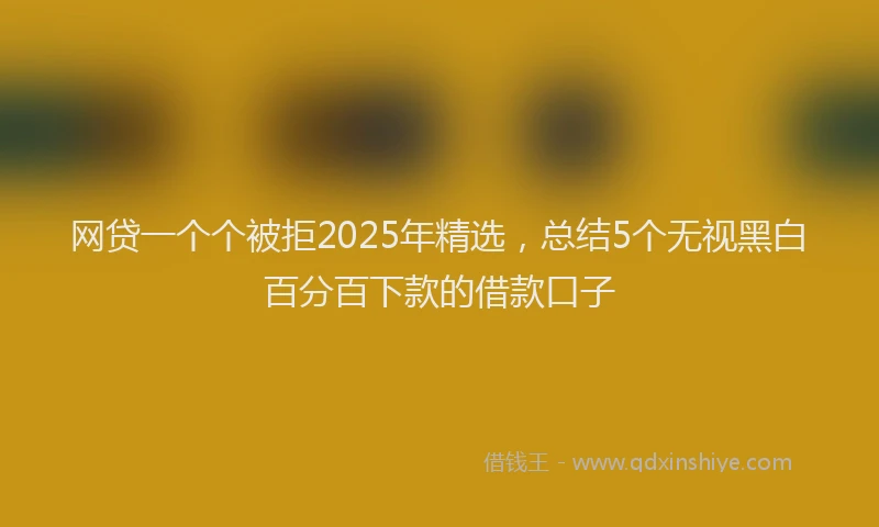 网贷一个个被拒2025年精选，总结5个无视黑白百分百下款的借款口子