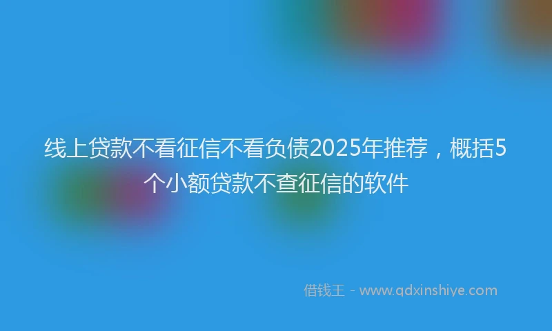 线上贷款不看征信不看负债2025年推荐，概括5个小额贷款不查征信的软件