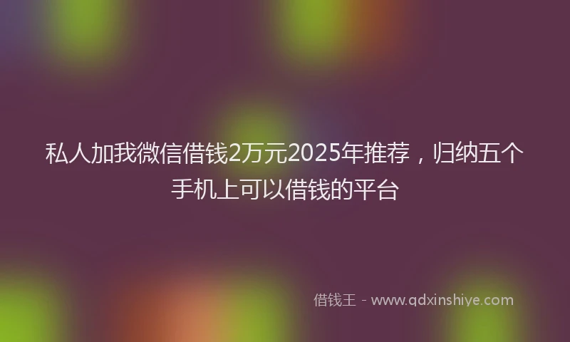 私人加我微信借钱2万元2025年推荐，归纳五个手机上可以借钱的平台