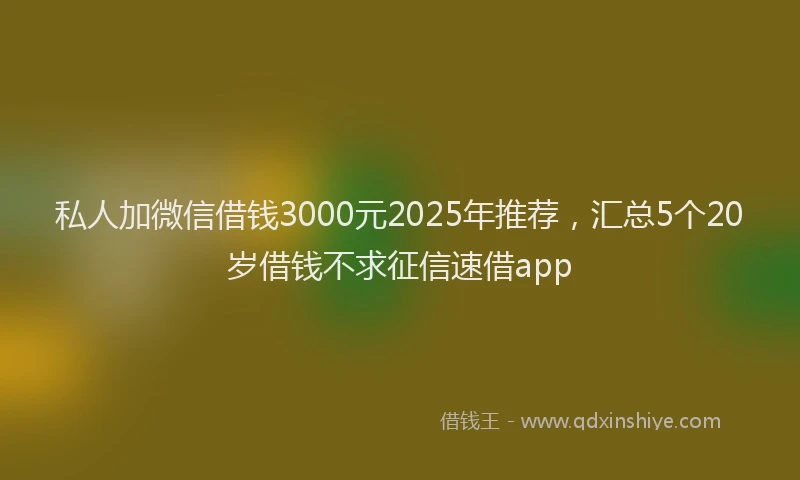 私人加微信借钱3000元2025年推荐，汇总5个20岁借钱不求征信速借app