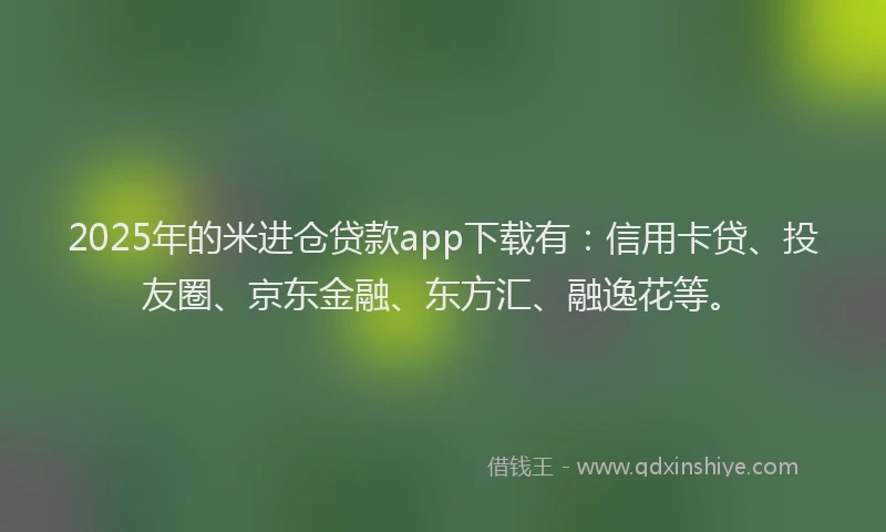 2025年的米进仓贷款app下载有：信用卡贷、投友圈、京东金融、东方汇、融逸花等。