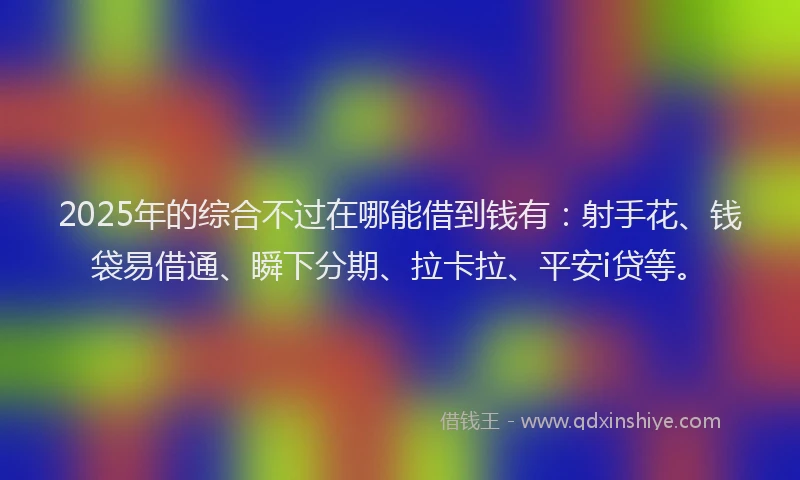 2025年的综合不过在哪能借到钱有：射手花、钱袋易借通、瞬下分期、拉卡拉、平安i贷等。