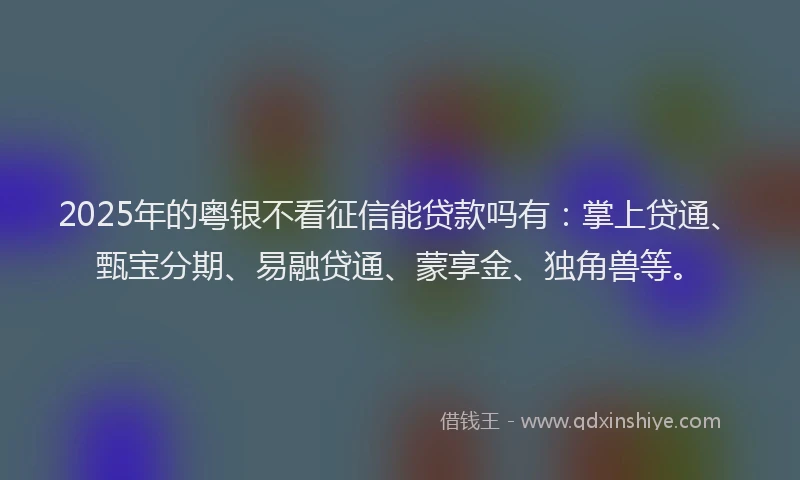 2025年的粤银不看征信能贷款吗有：掌上贷通、甄宝分期、易融贷通、蒙享金、独角兽等。
