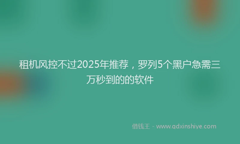 租机风控不过2025年推荐，罗列5个黑户急需三万秒到的的软件