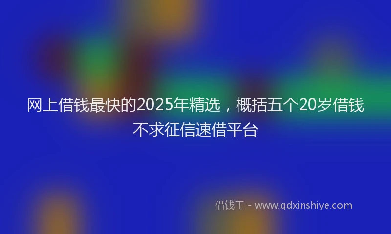 网上借钱最快的2025年精选，概括五个20岁借钱不求征信速借平台