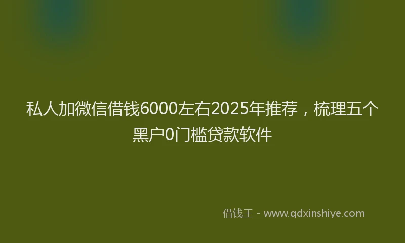 私人加微信借钱6000左右2025年推荐，梳理五个黑户0门槛贷款软件