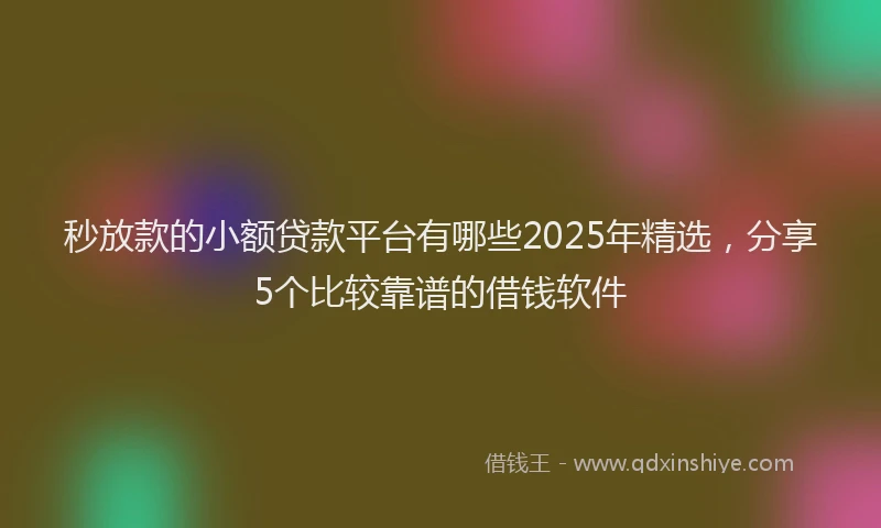 秒放款的小额贷款平台有哪些2025年精选，分享5个比较靠谱的借钱软件