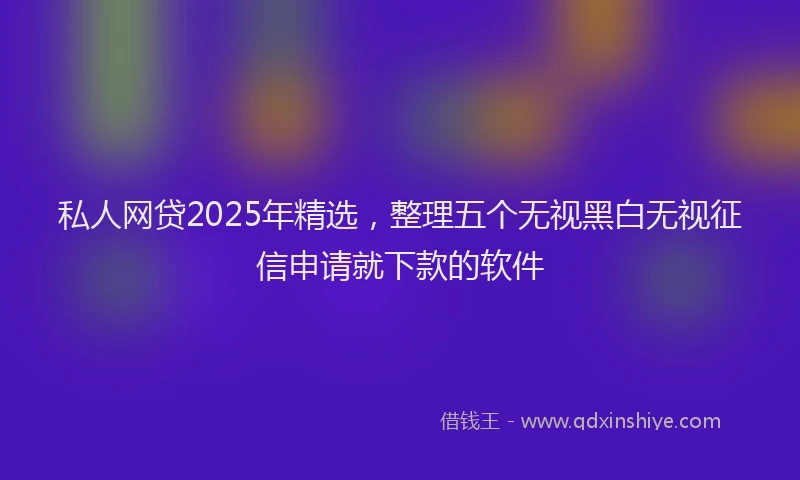私人网贷2025年精选，整理五个无视黑白无视征信申请就下款的软件