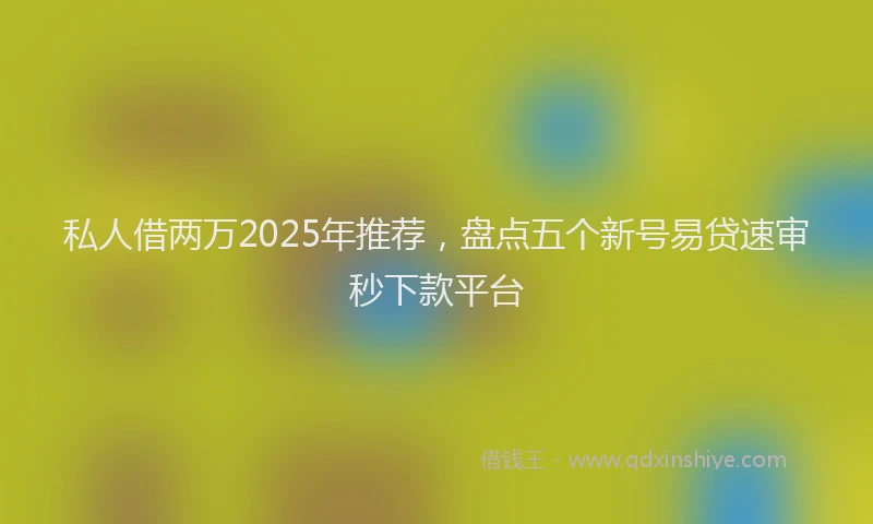 私人借两万2025年推荐，盘点五个新号易贷速审秒下款平台