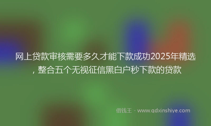网上贷款审核需要多久才能下款成功2025年精选，整合五个无视征信黑白户秒下款的贷款