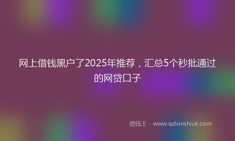 网上借钱黑户了2025年推荐，汇总5个秒批通过的网贷口子