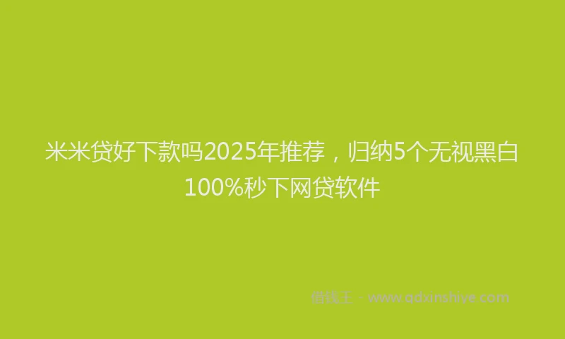 米米贷好下款吗2025年推荐，归纳5个无视黑白100%秒下网贷软件