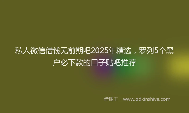 私人微信借钱无前期吧2025年精选，罗列5个黑户必下款的口子贴吧推荐
