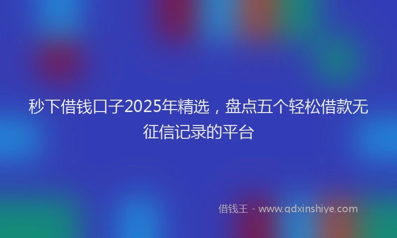 秒下借钱口子2025年精选，盘点五个轻松借款无征信记录的平台
