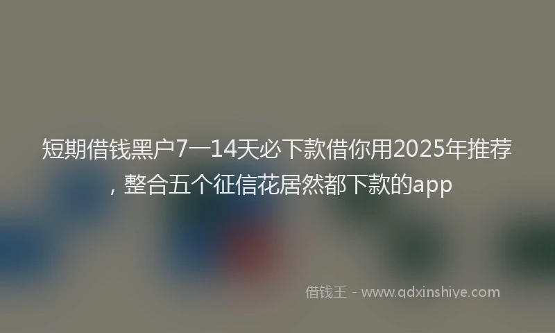 短期借钱黑户7一14天必下款借你用2025年推荐，整合五个征信花居然都下款的app