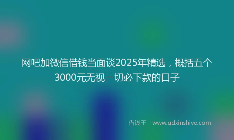 网吧加微信借钱当面谈2025年精选，概括五个3000元无视一切必下款的口子