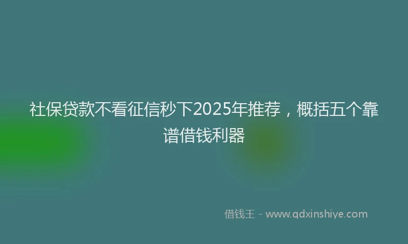 社保贷款不看征信秒下2025年推荐，概括五个靠谱借钱利器