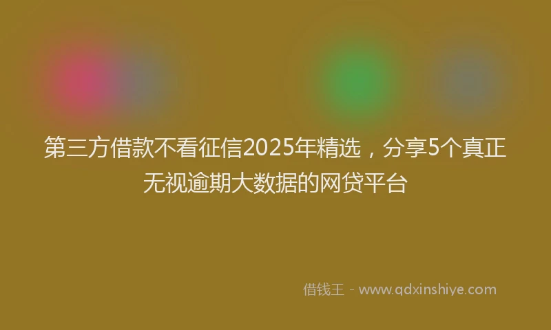 第三方借款不看征信2025年精选，分享5个真正无视逾期大数据的网贷平台