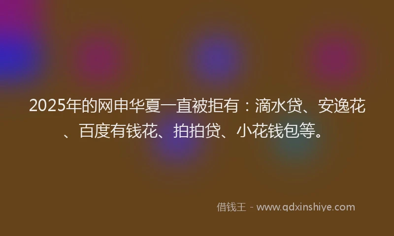2025年的网申华夏一直被拒有：滴水贷、安逸花、百度有钱花、拍拍贷、小花钱包等。