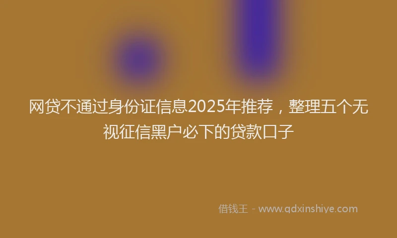 网贷不通过身份证信息2025年推荐，整理五个无视征信黑户必下的贷款口子