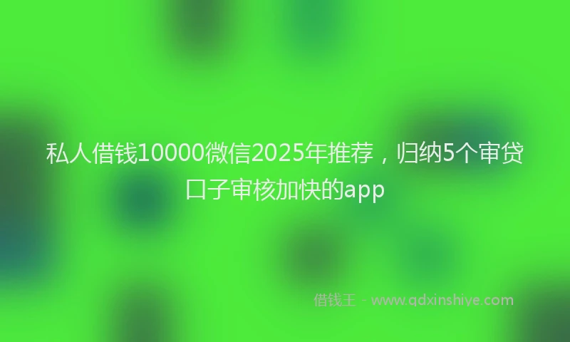私人借钱10000微信2025年推荐，归纳5个审贷口子审核加快的app