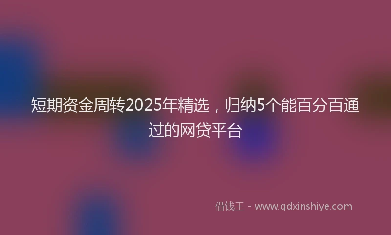 短期资金周转2025年精选，归纳5个能百分百通过的网贷平台
