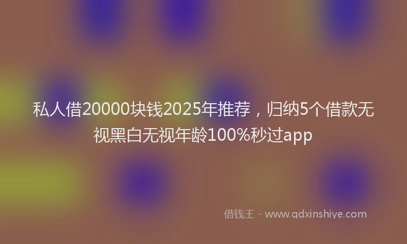 私人借20000块钱2025年推荐，归纳5个借款无视黑白无视年龄100%秒过app