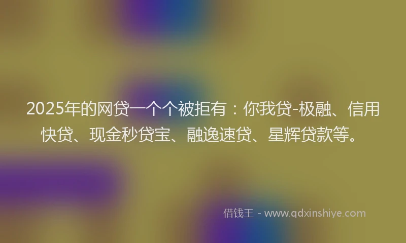 2025年的网贷一个个被拒有：你我贷-极融、信用快贷、现金秒贷宝、融逸速贷、星辉贷款等。