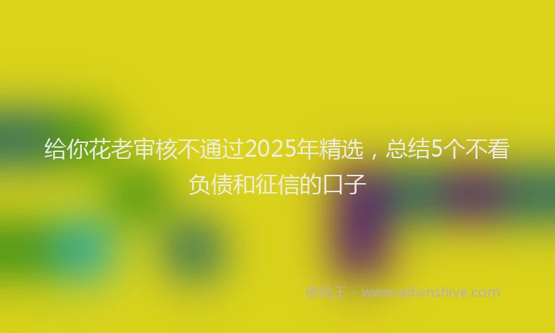 给你花老审核不通过2025年精选，总结5个不看负债和征信的口子
