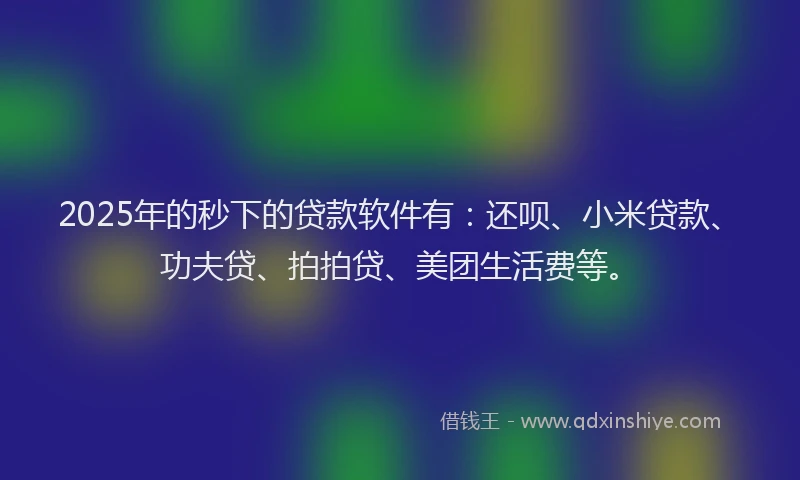 2025年的秒下的贷款软件有：还呗、小米贷款、功夫贷、拍拍贷、美团生活费等。