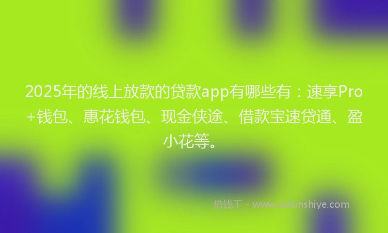 2025年的线上放款的贷款app有哪些有：速享Pro+钱包、惠花钱包、现金侠途、借款宝速贷通、盈小花等。