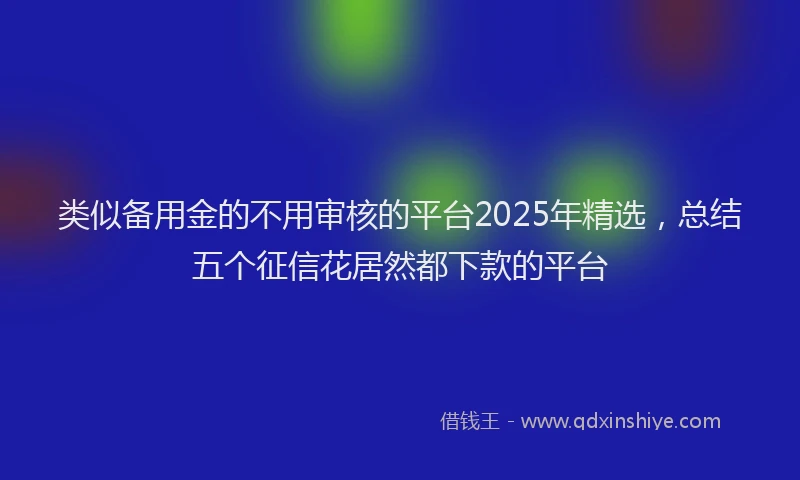 类似备用金的不用审核的平台2025年精选，总结五个征信花居然都下款的平台