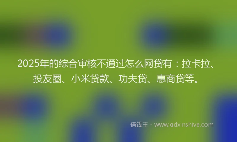 2025年的综合审核不通过怎么网贷有：拉卡拉、投友圈、小米贷款、功夫贷、惠商贷等。
